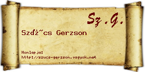 Szűcs Gerzson névjegykártya